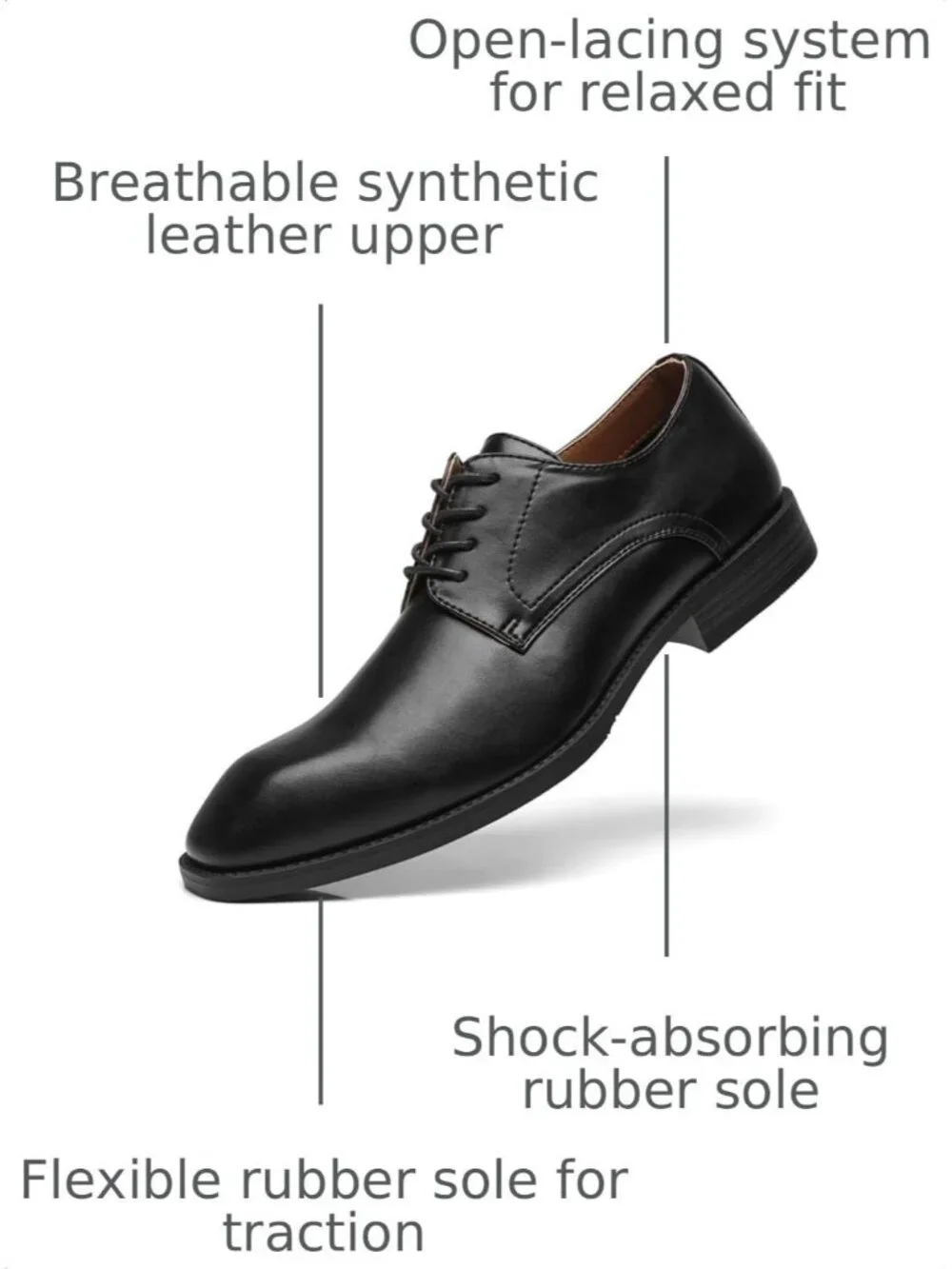 Men Black Leather Whole-Cut Cap Toe Lace-up Business Brogue Tuxedo Oxford Shoes